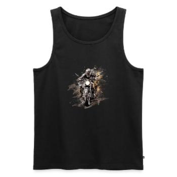 Rider Style T-Shirt Motorrad Lifestyle Shirt - Männer Premium Bio Tank Top - Schwarz - Vorne - Michal (187cm)