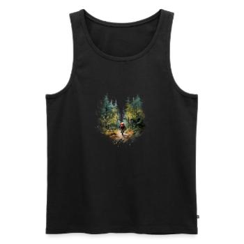 Fahrrad Mountainbike Shirt für dein Abenteuer - Männer Premium Bio Tank Top - Schwarz - Vorne - Michal (187cm)
