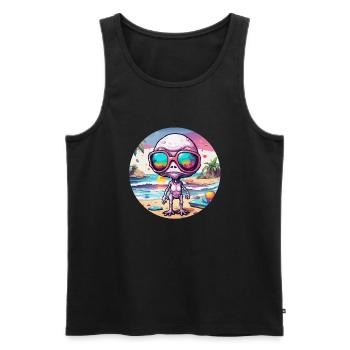 Alien / Außerirdisch / Ufo / Area 51 / All / Mars - Men's Premium Organic Tank Top - black - Front - AI Model Male 178 light (178cm)