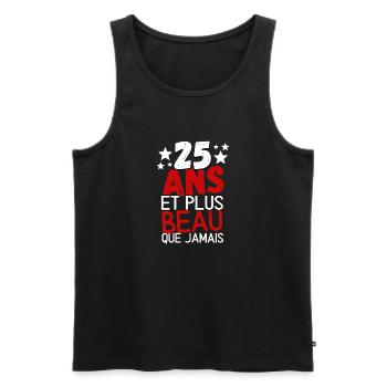 25 ans et plus beau que jamas - Débardeur bio Premium Homme - noir - Devant - Michal (187cm)