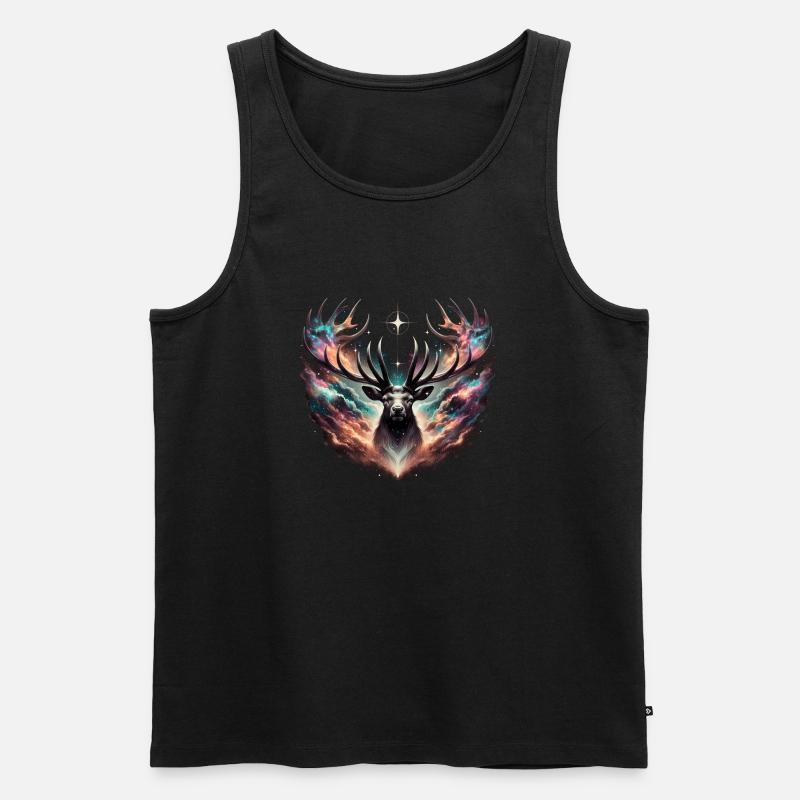 Kosmisches Geweih – Sternennacht - Männer Premium Bio Tank Top - Schwarz