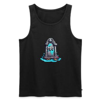 Gravestone / Remembrance / Tranquility / Unforgotten / Dead - Men's Premium Organic Tank Top - black - Front - AI Model Male 178 light (178cm)