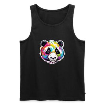 Panda / Animal / Zoo / Bamboo / Wild / Childlike - Men's Premium Organic Tank Top - black - Front - Michal (187cm)