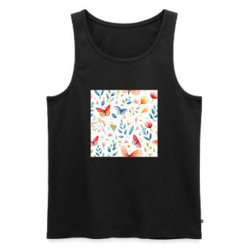 Papillons à l’aquarelle - Débardeur bio Premium Homme - noir - Devant - Michal (187cm)