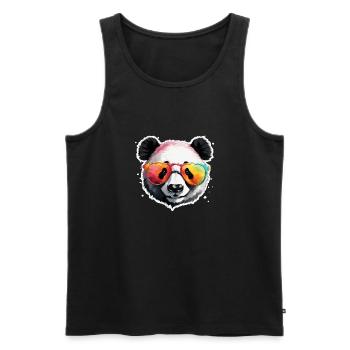 Panda / Animal / Zoo / Bamboo / Wild / Childlike - Men's Premium Organic Tank Top - black - Front - Michal (187cm)