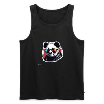 Panda / Tier / Zoo / Bambus / Wild / Kindlich - Männer Premium Bio Tank Top - Schwarz - Vorne - Michal (187cm)