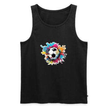 Soccer / Game / Ball / Field / Shooting - Men's Premium Organic Tank Top - black - Front - AI Model Male 178 light (178cm)