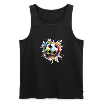 Soccer / Game / Ball / Field / Shooting - Men's Premium Organic Tank Top - black - Front - AI Model Male 178 light (178cm)