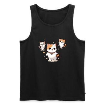 Dancing Cartoon Cats : Happy Dance Party - Débardeur bio Premium Homme - noir - Devant - AI Model Male 178 light (178cm)