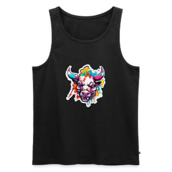 Stier / Bulle / Tier / Hörner / Stierkampf - Männer Premium Bio Tank Top - Schwarz - Vorne - AI Model Male 178 light (178cm)