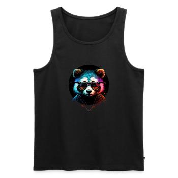 Hipster raccoon - Men's Premium Organic Tank Top - black - Front - AI Model Male 178 light (178cm)