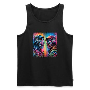 Art de style DaftPunk - Débardeur bio Premium Homme - noir - Devant - AI Model Male 178 light (178cm)
