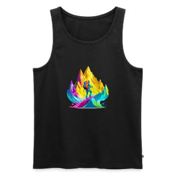 Wandern, Bergsteigen - Männer Premium Bio Tank Top - Schwarz - Vorne - Michal (187cm)