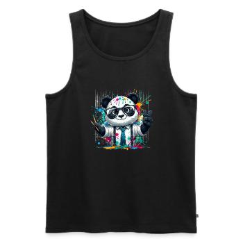 Farbenfroher Panda - Männer Premium Bio Tank Top - Schwarz - Vorne - AI Model Male 178 light (178cm)