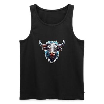Stier / Bulle / Tier / Hörner / Stierkampf - Männer Premium Bio Tank Top - Schwarz - Vorne - Michal (187cm)