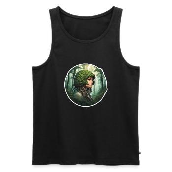Forest Woman / Green / Forest Dwellers / Trees / Grass - Men's Premium Organic Tank Top - black - Front - AI Model Male 178 light (178cm)