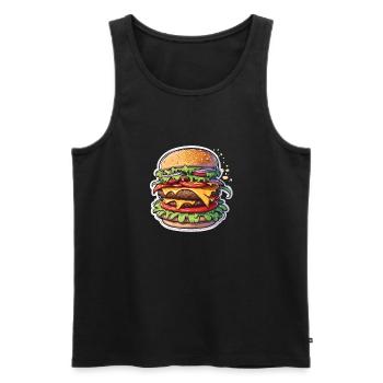 Burgers / Fast Food / Food / Buns / Beef - Men's Premium Organic Tank Top - black - Front - AI Model Male 178 light (178cm)