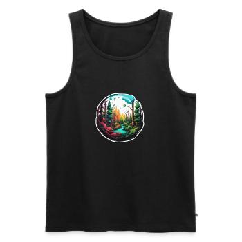 Wald / Wildnis / Natur / Bäume / grün / Idylle - Männer Premium Bio Tank Top - Schwarz - Vorne - AI Model Male 178 light (178cm)