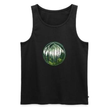 Wald / Wildnis / Natur / Bäume / grün / Idylle - Männer Premium Bio Tank Top - Schwarz - Vorne - AI Model Male 178 light (178cm)