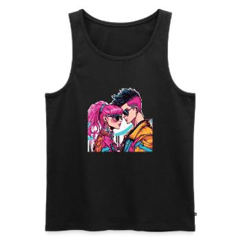 Y2K-Mode - Männer Premium Bio Tank Top - Schwarz - Vorne - AI Model Male 178 light (178cm)