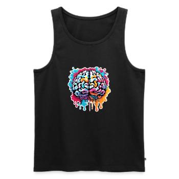 Gehirn / Wissen / Inteligenz / klug / Denken - Männer Premium Bio Tank Top - Schwarz - Vorne - AI Model Male 178 light (178cm)