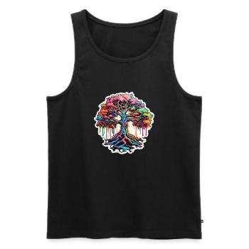 Arbre / Nature / Terre / Écorce / Racines / Feuilles - Débardeur bio Premium Homme - noir - Devant - Michal (187cm)