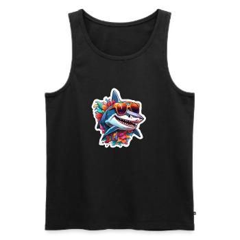 Requin / Faune / Sous-marin / Mer / Océan - Débardeur bio Premium Homme - noir - Devant - Michal (187cm)