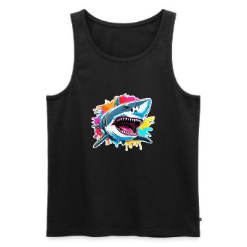Requin / Faune / Sous-marin / Mer / Océan - Débardeur bio Premium Homme - noir - Devant - Michal (187cm)
