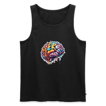 Gehirn / Wissen / Intelligenz / klug / Denken - Männer Premium Bio Tank Top - Schwarz - Vorne - AI Model Male 178 light (178cm)