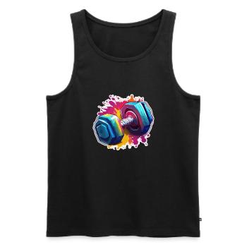 Dumbbell / Weights / Sports / Strength Training / Workout - Men's Premium Organic Tank Top - black - Front - Michal (187cm)
