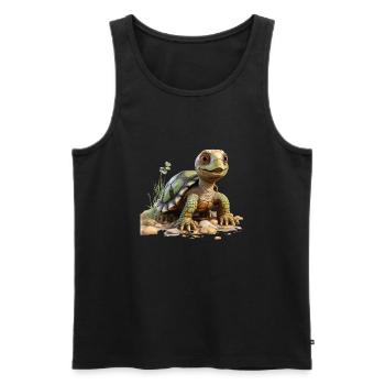 Drôle de petite tortue - Débardeur bio Premium Homme - noir - Devant - AI Model Male 178 light (178cm)