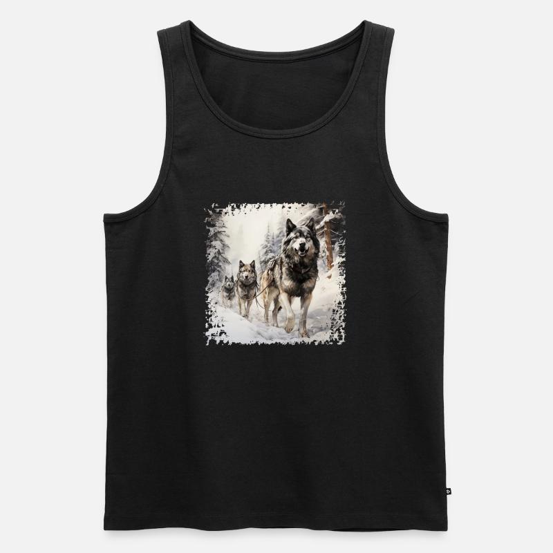 Schlittenhunde sind sehr ausdauernd - Männer Premium Bio Tank Top - Schwarz