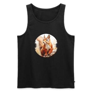 Les écureuils sont omnivores - Débardeur bio Premium Homme - noir - Devant - AI Model Male 178 light (178cm)