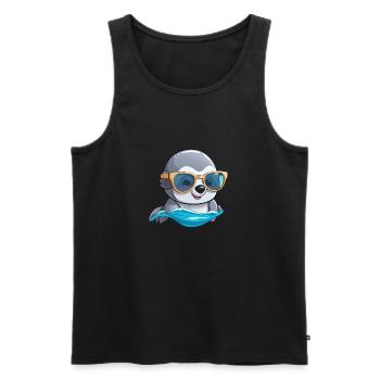 Little cute dolphin wearing sunglasses. - Men's Premium Organic Tank Top - black - Front - AI Model Male 178 light (178cm)