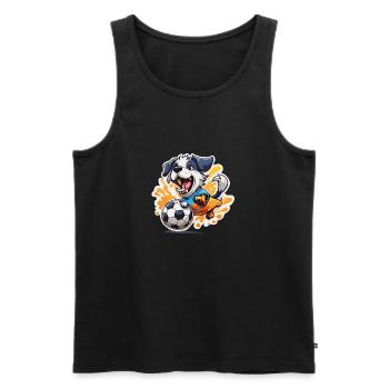 Football Chien / Animal / Football / But / Sports - Débardeur bio Premium Homme - noir - Devant - Michal (187cm)