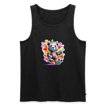 Fußball Bär / Tier / Fußball / Tor / Sport - Männer Premium Bio Tank Top - Schwarz - Vorne - Michal (187cm)