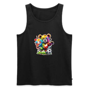 Fußball Bär / Tier / Fußball / Tor / Sport - Männer Premium Bio Tank Top - Schwarz - Vorne - Michal (187cm)