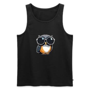 Cool owl with sunglasses - Men's Premium Organic Tank Top - black - Front - AI Model Male 178 light (178cm)
