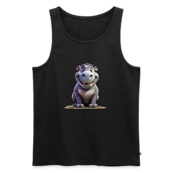 Funny Hippopotamus - Men's Premium Organic Tank Top - black - Front - Michal (187cm)