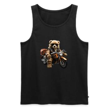 Cool motorbike riding plush bear - Men's Premium Organic Tank Top - black - Front - AI Model Male 178 light (178cm)