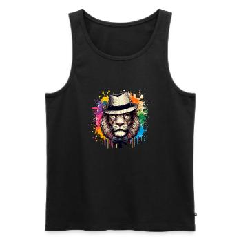 Löwe mit Fliege - Männer Premium Bio Tank Top - Schwarz - Vorne - AI Model Male 178 light (178cm)