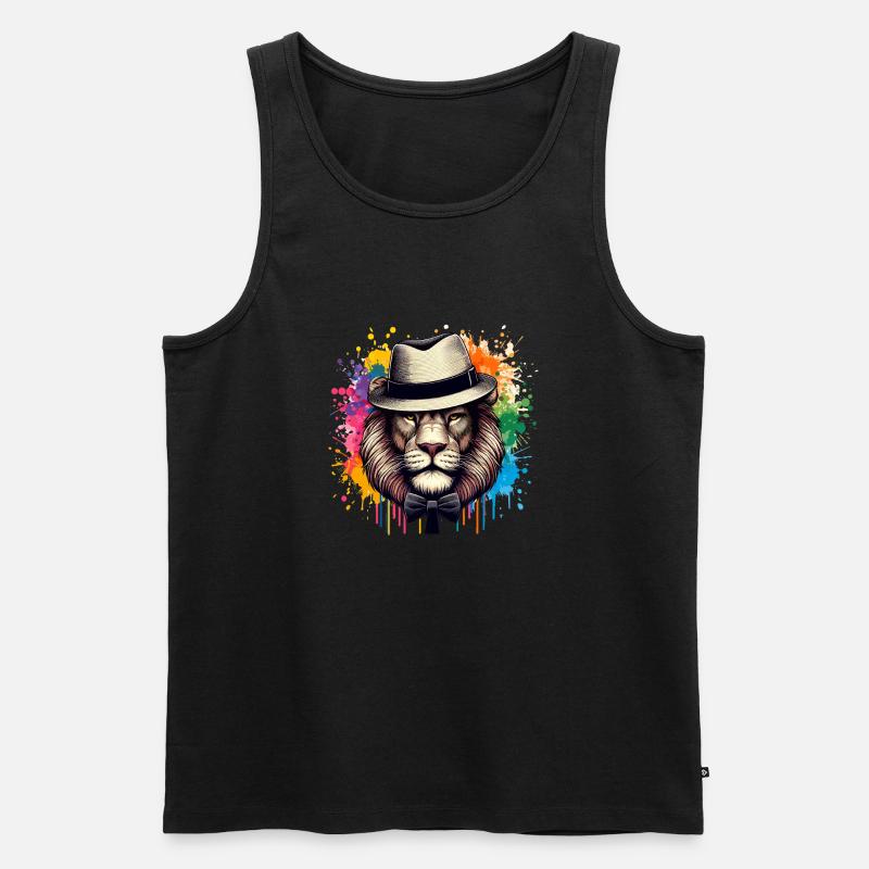 Löwe mit Fliege - Männer Premium Bio Tank Top - Schwarz