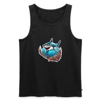 Requin / Faune / Sous-marin / Mer / Océan - Débardeur bio Premium Homme - noir - Devant - Michal (187cm)