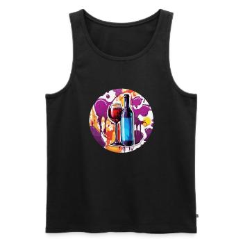 Wein / Trauben / Alkohol / trinken / Genießen - Männer Premium Bio Tank Top - Schwarz - Vorne - AI Model Male 178 light (178cm)