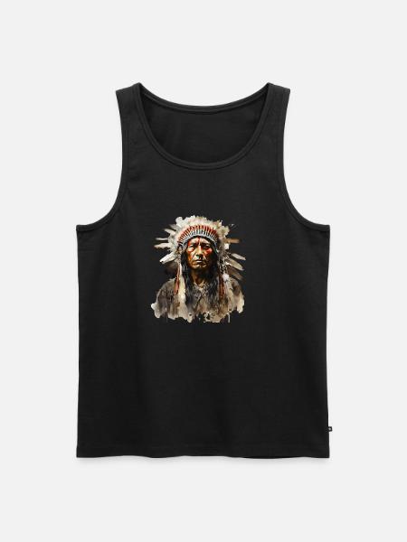 Sioux Indians in feather headdress - Men's Premium Organic Tank Top - black