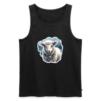 Lamb in the snow - Men's Premium Organic Tank Top - black - Front - AI Model Male 178 light (178cm)