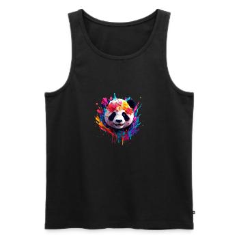 Panda / Animal / Zoo / Bamboo / Wild / Childlike - Men's Premium Organic Tank Top - black - Front - Michal (187cm)