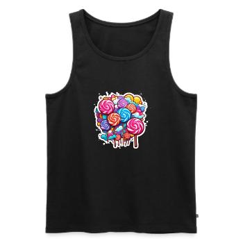 Lutscher / Lolli Pop / Süßigkeit / schlecken / süß - Männer Premium Bio Tank Top - Schwarz - Vorne - AI Model Male 178 light (178cm)