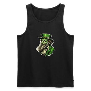 Leprechaun / Leprechaun / Vert / Gingembre / Irlande - Débardeur bio Premium Homme - noir - Devant - AI Model Male 178 light (178cm)