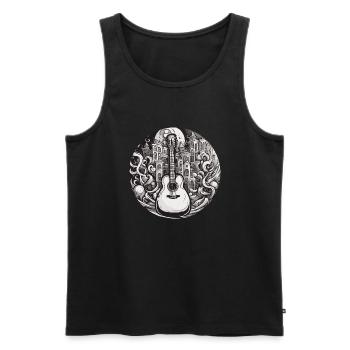 Rock n roll / Guitare / Musique / Instrument - Débardeur bio Premium Homme - noir - Devant - Michal (187cm)